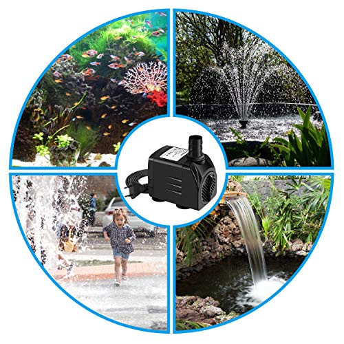 Awroutdoor Bomba de Agua Sumergible, 25W 1800 L/H Mini Bomba de Agua,Ultra Silencioso Bomba de Acuario para Estanque Pecera Fuente Circulación de Agua Dulce y 3 Boquillas,Cable de 1.9M