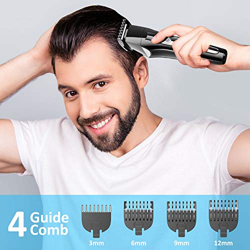 Babacom Maquina Cortar Pelo Profesional, 5 en 1 Multifunction Cortapelos Hombre, USB Recargable Cortadora de Pelo Maquina de Afeitar Barba/Nariz/Orejas/Cabeza/Cara/Cuerpo con 4 Peines Guía