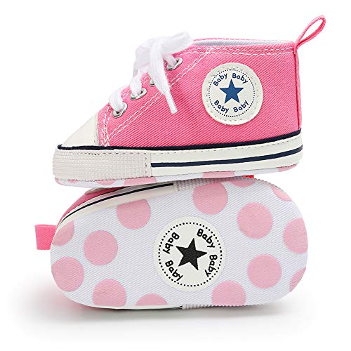 Babycute - Zapatillas de lona para bebé con suela suave y cordones, informales, para niños y niñas, primeros pasos, color Beige, talla 0-6 meses