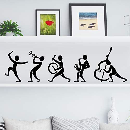 Banda de música Cocina Pared Té Etiqueta de la vendimia Vinilo Arte del restaurante Pub Decoración Guitarra Mural Decoración Instrumentos Drum Fluite Saxophone