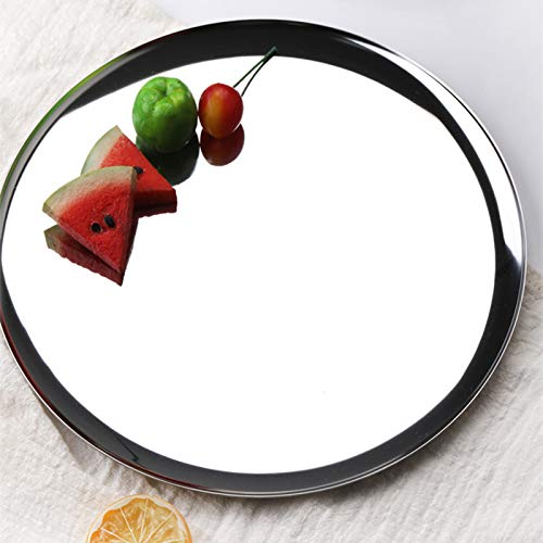 Bandeja de almacenamiento redonda de acero inoxidable cosméticos decorativos tablero de exhibición de metal caja de almacenamiento de joyas caja de regalo de utensilios de cocina de dos piezas,Plata
