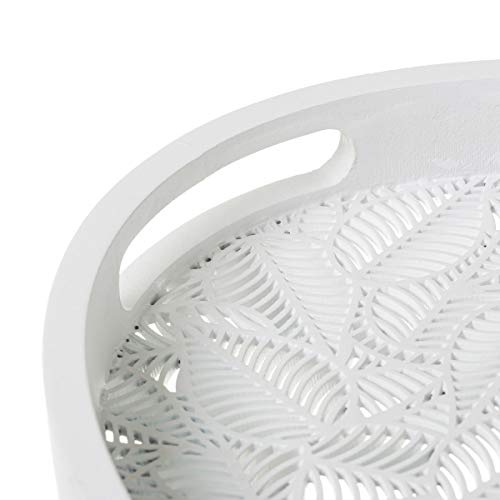 Bandeja tallada ovalada de madera blanca exótica, de 35x24x3 cm - LOLAhome