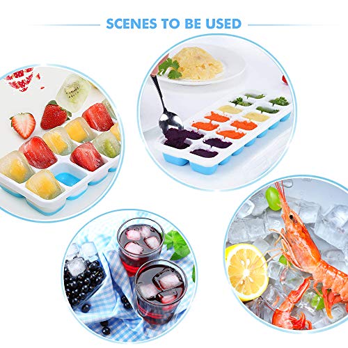 Bandejas Hielo de 4 Packs,Bandeja de Hielo, Fácil Liberación Cubitera Hielo con Tapa, BPA Free Moldes y Bandejas para Hielo Flexible, Whisky, Cócteles y Bebidas Refrigeradas