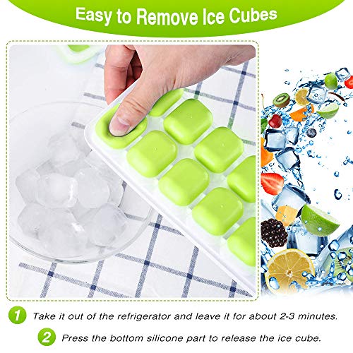 Bandejas Hielo de 4 Packs,Bandeja de Hielo, Fácil Liberación Cubitera Hielo con Tapa, BPA Free Moldes y Bandejas para Hielo Flexible, Whisky, Cócteles y Bebidas Refrigeradas