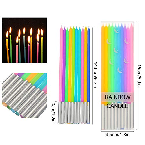 BBTO 100 piezas velas de cumpleaños coloridas para tartas largas y finas para fiestas, bodas, cumpleaños, decoración de tartas