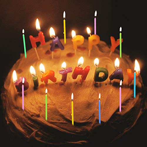 BBTO 100 piezas velas de cumpleaños coloridas para tartas largas y finas para fiestas, bodas, cumpleaños, decoración de tartas