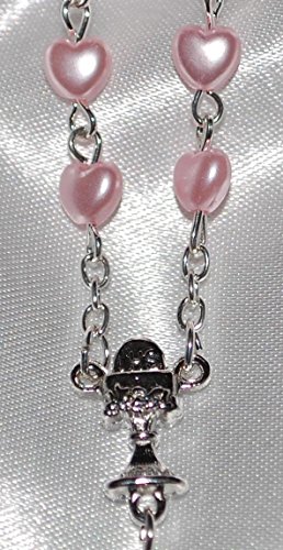 Beautiful con forma de corazón cuentas de rosario – niñas y niños regalo – perfecto primera Rosario, Rosa
