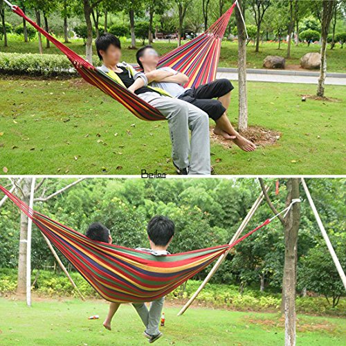 BeiLan Acampar Hamaca de Lona a Rayas balanceo Cama portátil al Aire Libre con Mochila de Viaje jardín Patio Playa Yard Ocio hamacas Ultraligero con Bolsa 190 * 150cm