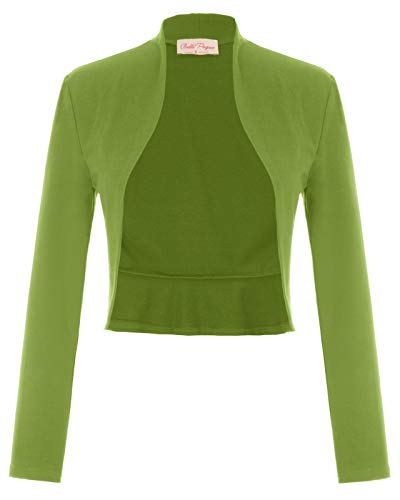 Belle Poque BP788 - Bolero de manga larga para mujer (apertura frontal) Mimbre verde (788-13). XXL