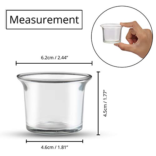 BELLE VOUS Porta Velas Cristal Votivo (Pack de 6) - (4,5 x 4,6 x 6,2cm) Portavelas Velas de Té Transparente con Borde para Regalos, Propuesta Matrimonio, Fiesta Cena, SPA, Aromaterapia, Meditación