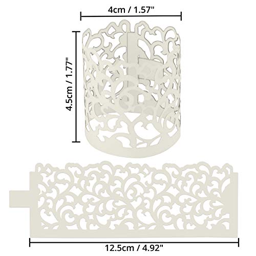 BELLE VOUS Porta Velas Votivo (50 Piezas) - Papel de Envoltorio Portavelas Blanco Cortado Laser para Velas de LED, Vela Decorativa – Candelabro de Mesa Ideal para Decorar el Hogar, Fiesta, Boda