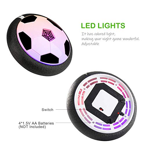 BelleStyle Air Power Soccer, Air Hover Ball Juguete Balón de Fútbol Flotante Soft Foam Bumpers con Luces LED y Música Hover Fútbol Juego Interior al Aire Libre