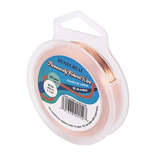BENECREAT 100m 0.3mm Alambre de Cobre (Rosa Claro) Cable Metálico Accesorios de manualidad para Diseño de Bisutería
