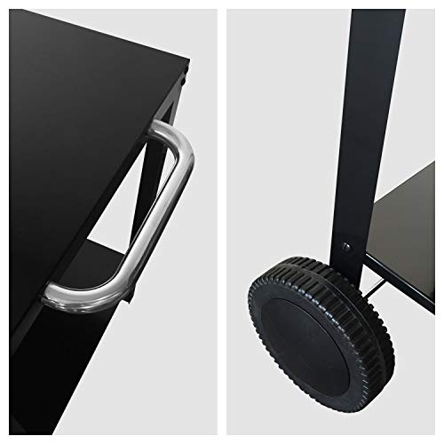 Beneffito PORTIMAO - Carro de Barbacoa - Mesa Auxiliar para Exterior en Acero INOX con Ruedas para Plancha - Dos bandejas - Negro