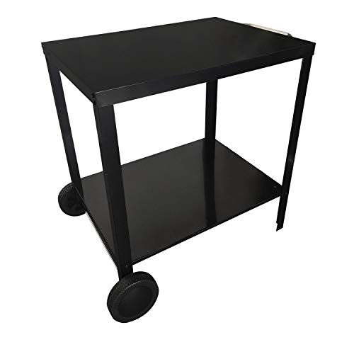 Beneffito PORTIMAO - Carro de Barbacoa - Mesa Auxiliar para Exterior en Acero INOX con Ruedas para Plancha - Dos bandejas - Negro