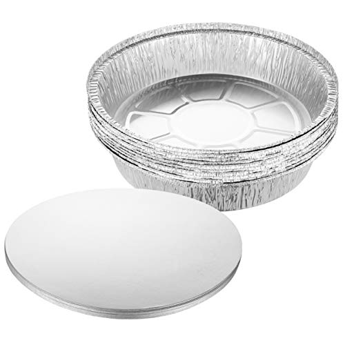BESTonZON - 20 sartenes redondas de 9 pulgadas de aluminio gruesas, con tapa para cocinar