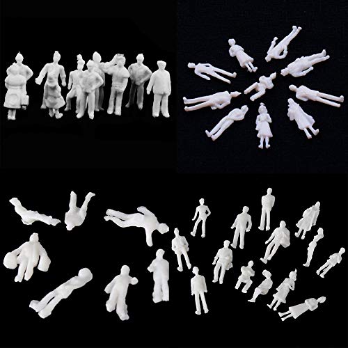 BESTZY 50pcs Modelo Blanco Architectural sin Pintar Tren Personas Figura Pasajeros 1: 50 Model Figures