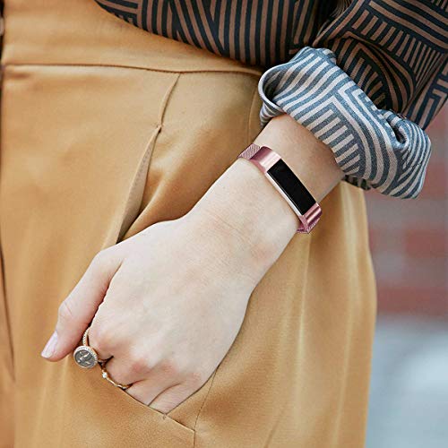BeYself Compatible para Fitbit Alta HR Correa, Recambio Acero Metal Band para Fitbit Alta HR/Alta, Mujer Hombre Pequeño Grande