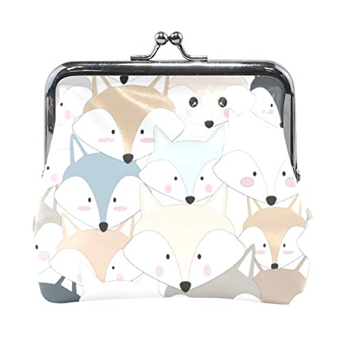 BGHYT Billetera Comic Cartoon Foxes Head Pattern Monedero Bolsas Monedero Cambio de Cuero Titular de la Tarjeta Bolso de Mano