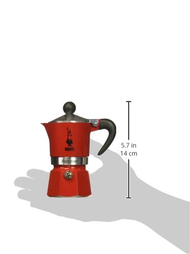 Bialetti Rainbow Cafetera Italiana Espresso, 1 Taza, Aluminio, Rojo