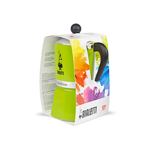 Bialetti Rainbow Cafetera Italiana Espresso, 3 Taza, Aluminio, Verde, 3 Tazas