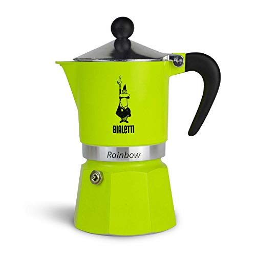 Bialetti Rainbow Cafetera Italiana Espresso, 3 Taza, Aluminio, Verde, 3 Tazas