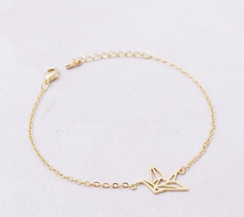 bijoucolor - Bracelet argenté ou doré avec oiseau origami - yuki-cocotte - Doré