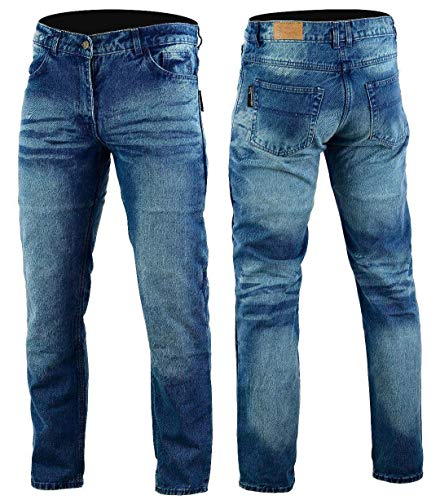 Bikers Gear Australia Kevlar Lined – Pantalones vaqueros para motorista CE protección, Azul (Stone Wash Denim), tamaño 32R
