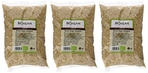 Bionsan Arroz Largo Integral Ecológico - 3 Paquetes de 1000 gr - Total: 3000 gr
