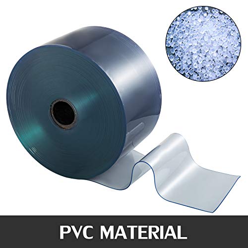 Bisujerro Cortina para Puerta de PVC 200mm x 2mm x 50m Cortina Transparente Rollos de Tiras de PVC Tiras PVC Transparente