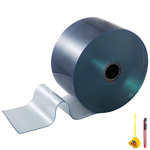Bisujerro Cortina para Puerta de PVC 200mm x 2mm x 50m Cortina Transparente Rollos de Tiras de PVC Tiras PVC Transparente