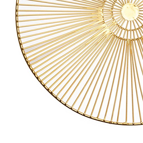 Black Velvet Studio Bandeja Metal Servir Color Dorado Forma Redonda - Estilo Nórdico con Tiras Metálicas ÉtnicoVintage Retro Modelo Ra 35 * 35 * 4cm.