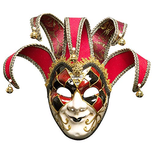BLEVET Veneciano Máscara para Carnaval Mascarada navideña Disfraz de Bola de fantasía Máscara MZ011 (Red)