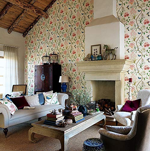 Blooming Wall MH1404 - Papel pintado para pared, diseño de flores vintage, no tejido, para salón, dormitorio, cocina o cuarto de baño, 52,8 cm x 83,3 cm, 17,37 m2, multicolor