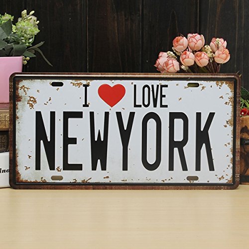 Bluelover Decoración De La Pared De Nueva York Licencia Placa Tin Cartel Vintage Metal Placa Cartel Bar Pub Casa