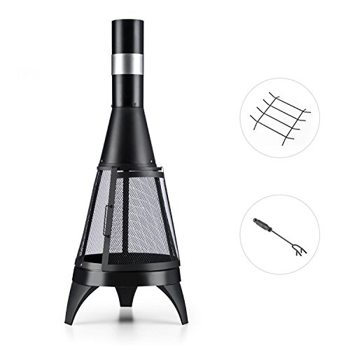 Blumfeldt Volantis Horno de jardín de leña (360°, cámara de Calor, Ø45cm, Chapa de Acero Negro, brasero para decoración, cámara de Fuego)