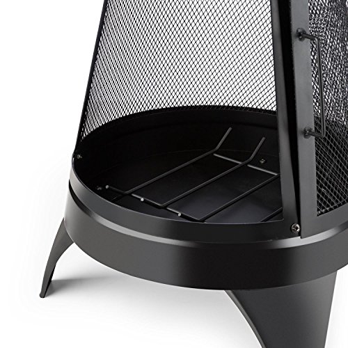 Blumfeldt Volantis Horno de jardín de leña (360°, cámara de Calor, Ø45cm, Chapa de Acero Negro, brasero para decoración, cámara de Fuego)