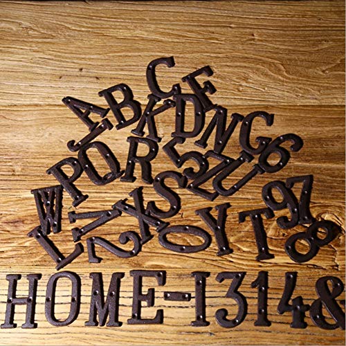 BNXTF Números de casa de Hierro Fundido, Letras Creativas de Bricolaje, Placas, Carteles, Manualidades, decoración de Jardines para el hogar, Manualidades fáciles de Instalar con Tornillos de Montaje