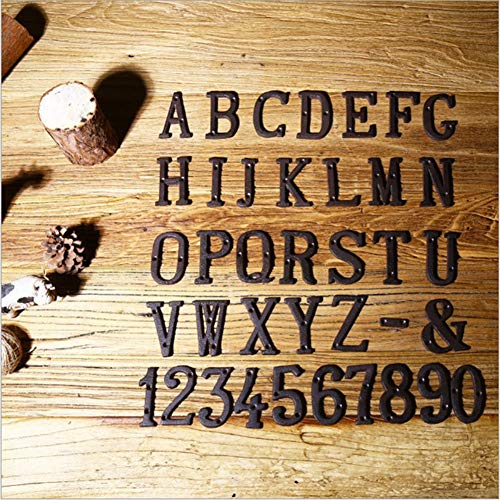 BNXTF Números de casa de Hierro Fundido, Letras Creativas de Bricolaje, Placas, Carteles, Manualidades, decoración de Jardines para el hogar, Manualidades fáciles de Instalar con Tornillos de Montaje