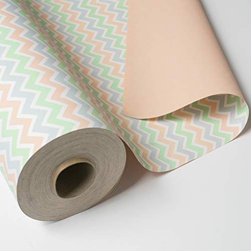 BOBINA PAPEL DE REGALO 70CMX100M DELUXE DOBLE CARA SALMON/RAYAS COLORES PASTEL