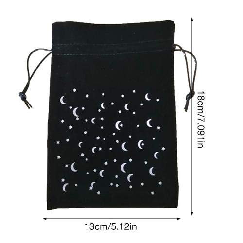 Bolsa de almacenamiento de tarot de terciopelo grueso de 13x18 cm con cordón, con patrón de estrella de luna, bolsa de terciopelo, bolsa de tarot, bolsa de dados, bolsa de tarjeta, bolsa de joyería