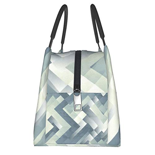 Bolsa de almuerzo reutilizable con aislamiento, azul gusano, gris, blanco, ola, portátil, bolsa de almuerzo, organizador para oficina