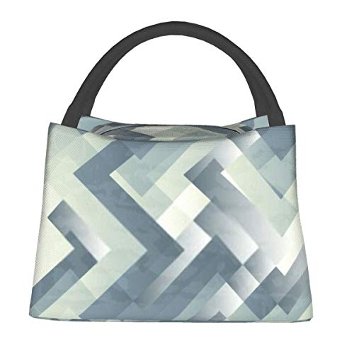 Bolsa de almuerzo reutilizable con aislamiento, azul gusano, gris, blanco, ola, portátil, bolsa de almuerzo, organizador para oficina