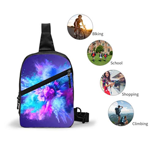 Bolso bandolera para gimnasio, mochila de viaje repelente al agua, bolsos de hombro para el pecho al aire libre, mochila cruzada informal para hombres y mujeres, azul explosivo, violeta, azul, congel
