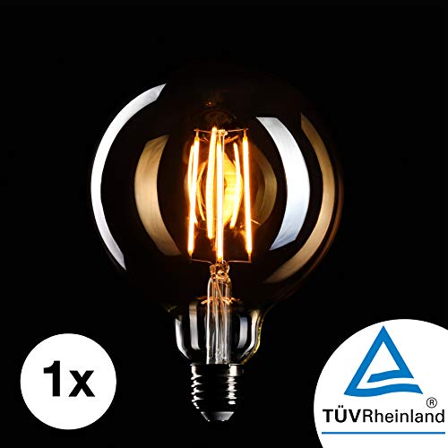 Bombilla Edison Crown LED base E27 | Regulable, 4W, 2200 K, luz cálida, EL05 | EL GLOBO GIGANTE | Etiqueta Energética de la Unión Europea: A+