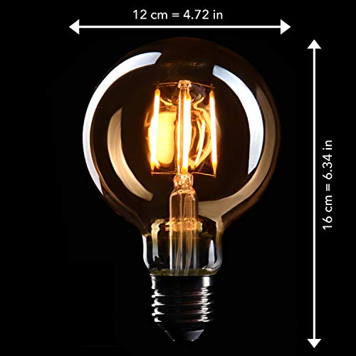 Bombilla Edison Crown LED base E27 | Regulable, 4W, 2200 K, luz cálida, EL05 | EL GLOBO GIGANTE | Etiqueta Energética de la Unión Europea: A+