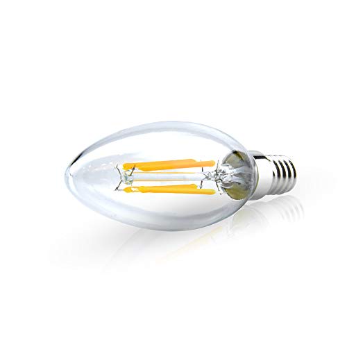 Bonlux 4W E14 Regulable Led Bombilla Vela de Filamento, Bombilla Led Edison Vintage con Casquillo Fino, 4W equivalente a 35-40W, 400 lúmenes, Blanco Cálido 2700K (5-Unidades)