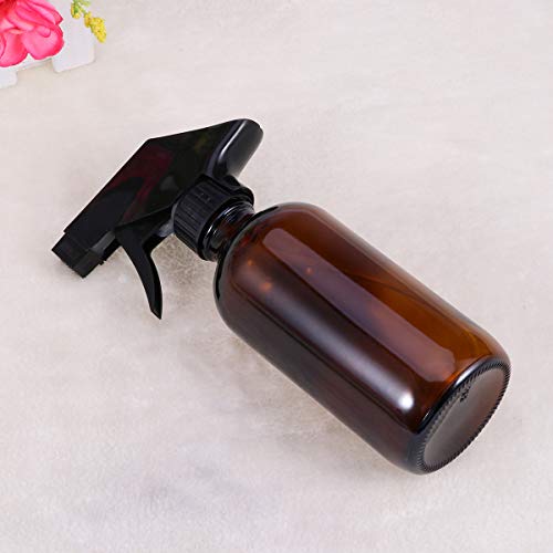 Botella vacía de vidrio de color marrón con atomizador, recipiente para rellenar, para belleza de cabello, aceite esencial, productos de limpieza de baño, cocina, 250 ml, de Lurrose.
