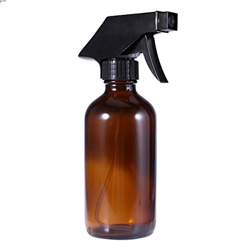 Botella vacía de vidrio de color marrón con atomizador, recipiente para rellenar, para belleza de cabello, aceite esencial, productos de limpieza de baño, cocina, 250 ml, de Lurrose.