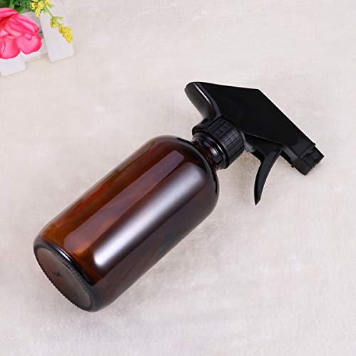 Botella vacía de vidrio de color marrón con atomizador, recipiente para rellenar, para belleza de cabello, aceite esencial, productos de limpieza de baño, cocina, 250 ml, de Lurrose.